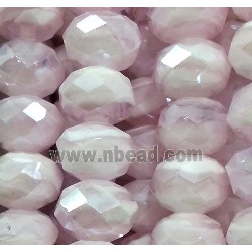 lampwork beads, faceted rondelle, pink