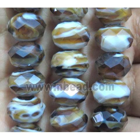 lampwork bead, faceted rondelle, coffee