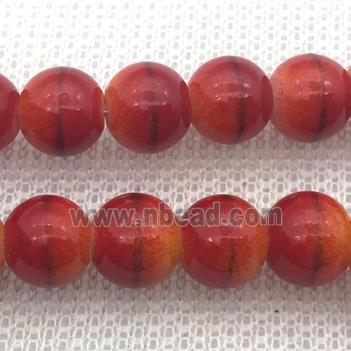 red Lampwork Glass Beads, round