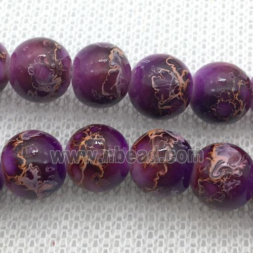 purple Lampwork Glass Beads with painted, round