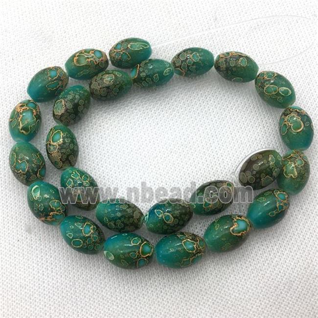 green Lampwork Glass rice Beads with painted