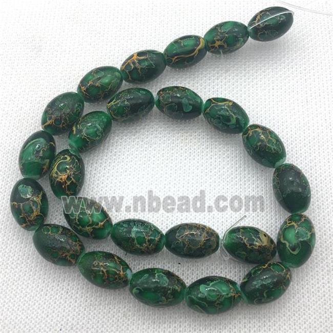 Lampwork Glass Beads with painted, rice, green