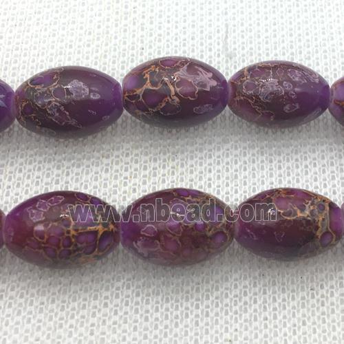 purple Lampwork Glass rice Beads with painted