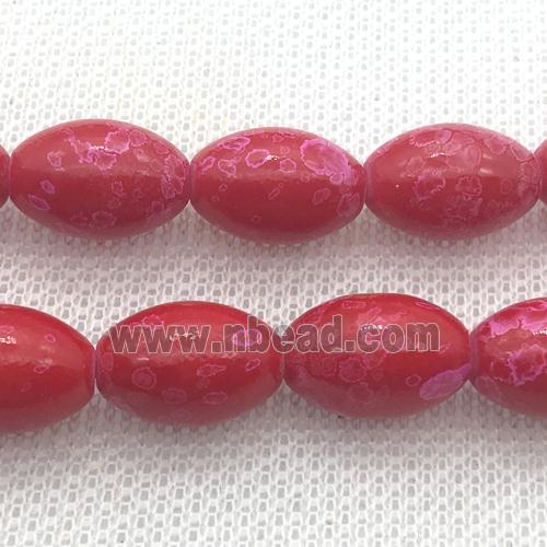 red Lampwork Glass Beads with painted, rice