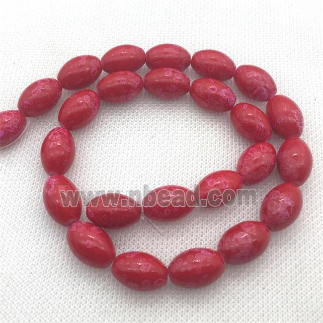 red Lampwork Glass Beads with painted, rice