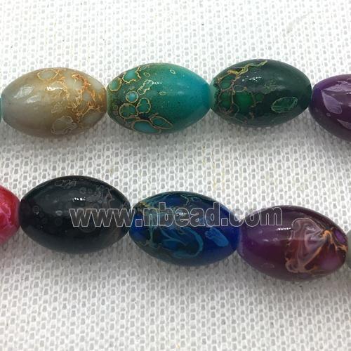 Lampwork Glass rice Beads with painted, mixed color
