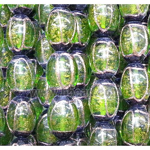 glass lampwork beads with goldsand line, barrel, olive