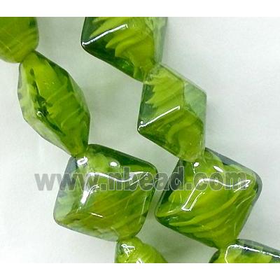 Plated Lampwork glass bead, square