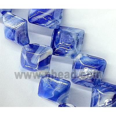 Plated Lampwork glass bead, square