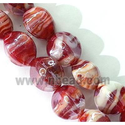 Plated lampwork glass bead, red