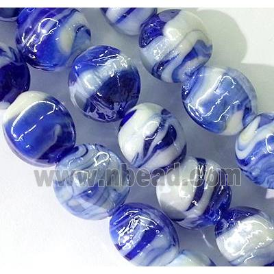 plated Lampwork glass bead, blue