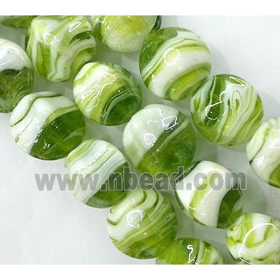 plated Lampwork glass bead, olive