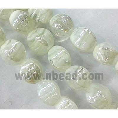plated Lampwork glass bead, white