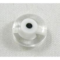 lampwork glass beads with evil eye, flat-round, clear