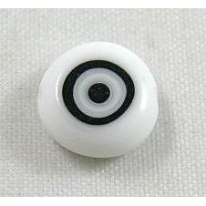 lampwork glass beads with evil eye, flat-round, white