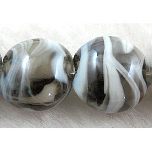 Lampwork glass bead, flat round