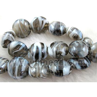 Lampwork glass bead, flat round