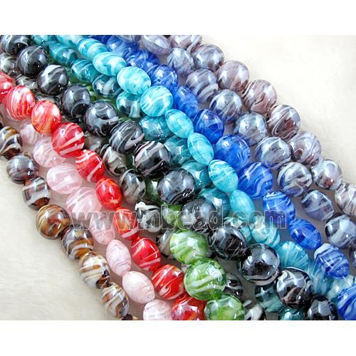 Lampwork glass bead, flat round, Mix color