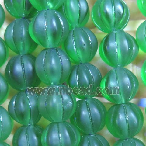 green lampwork glass beads, Pumpkin