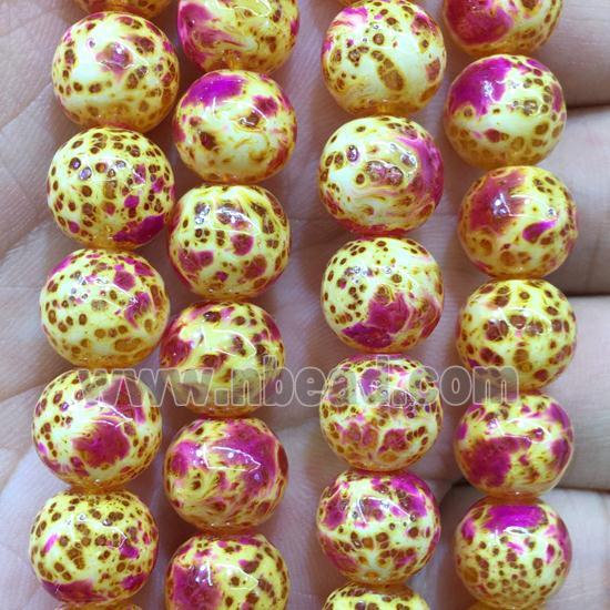 round Lampwork Beads with hotpink snakeskin