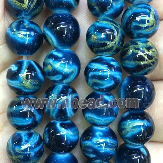 round blue Lampwork Glass Beads