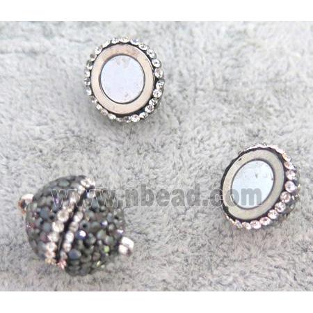 Magnetic copper clasp paved rhinestone