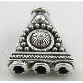 Tibetan silver charm spacer bead, non-nickel