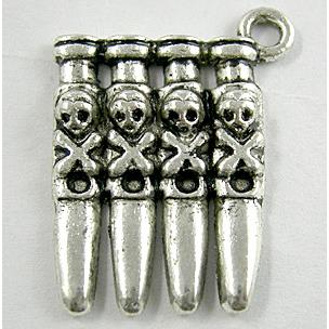 Bullet Charms, Tibetan Silver Non-Nickel