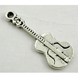 Guitar, Tibetan Silver Charm Non-Nickel
