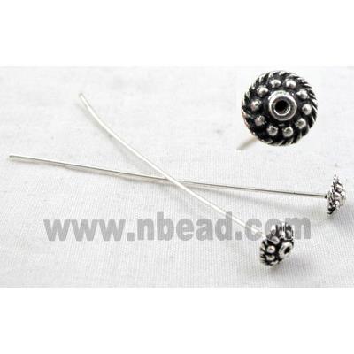 Decorative Head Pin, Tibetan Silver Charms Non-Nickel