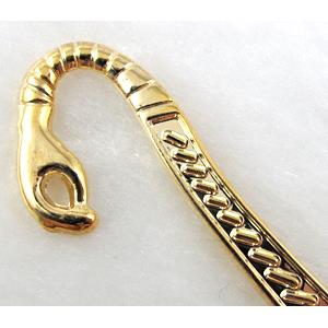 Snake Bookmark, Gold plated Tibetan Silver Non-Nickel
