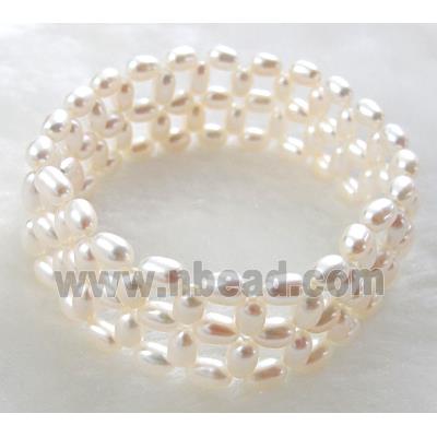 Handcraft Cluster Pearl Bracelet, elastic, Mixed