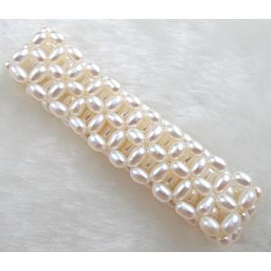 Handcraft Cluster Pearl Bracelet, elastic, white