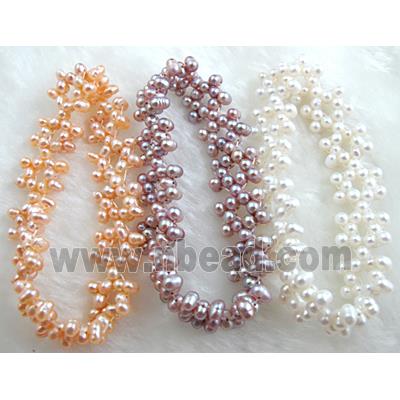 Handcraft Cluster Pearl Bracelet, elastic, Mixed color