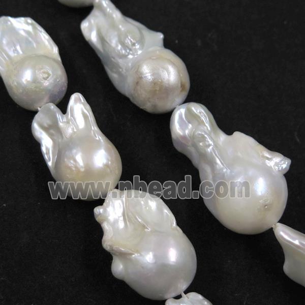 Cultured Pearl Beads White Freeform