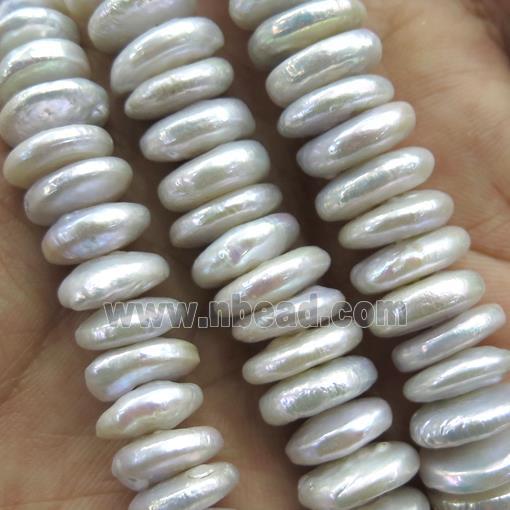 Freshwater Pearl heishi beads, white