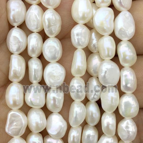 white Freshwater Pearl beads, freeform