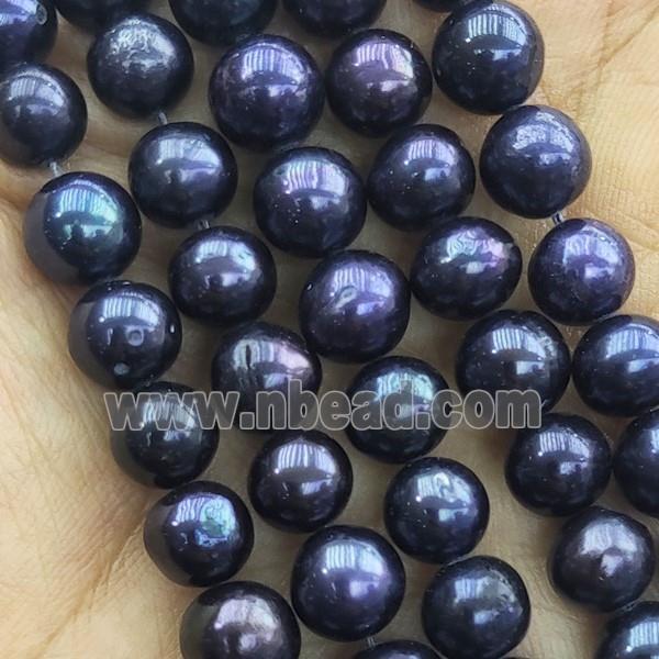 15 inches string of freshwater Pearl Beads, round, black