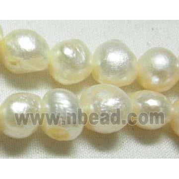 15.5 inches string of Freshwater Pearl Beads, button, white