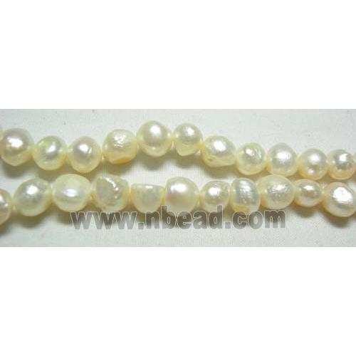 15.5 inches string of Freshwater Pearl Beads, button, white