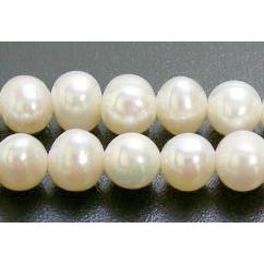 15.5 inches string of freshwater pearl beads, white, potato