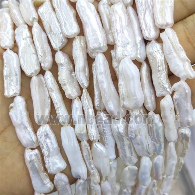 Baroque Style Natural White Pearl Stick Beads
