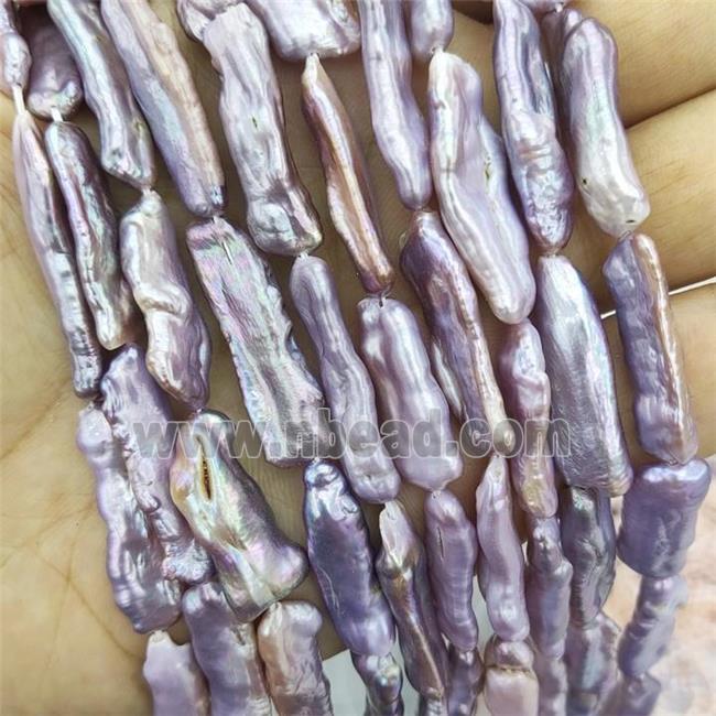 Baroque Style Natural Purple Pearl Stick Beads