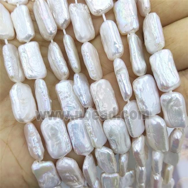 Baroque Style Natural White Pearl Rectangle Beads