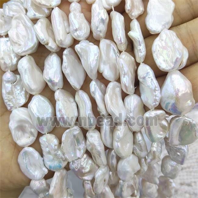 Baroque Style Natural White Pearl Beads Freeform