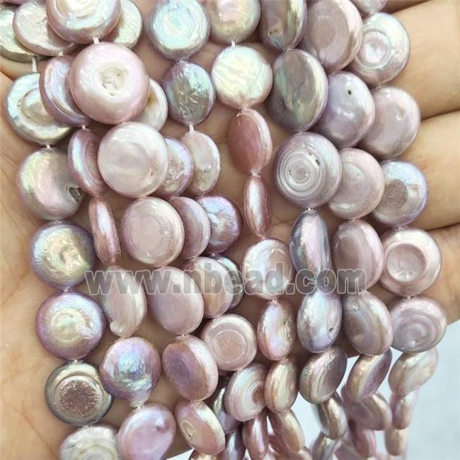 Natural Freshwater Pearl Button Beads Purple