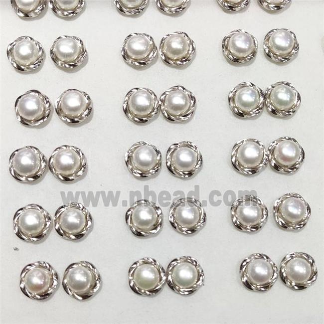 925 Sterling Silver Stud Earring With White Pearl 