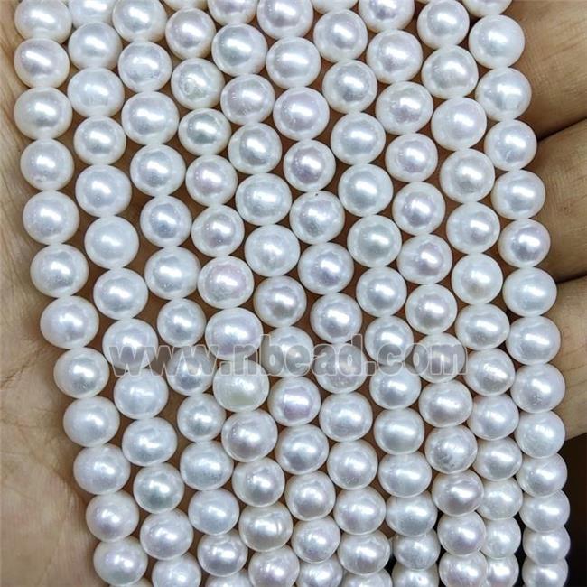 White Freshwater Pearl Beads Round A-Grade