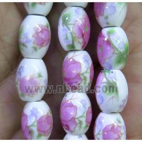 Porcelain barrel beads