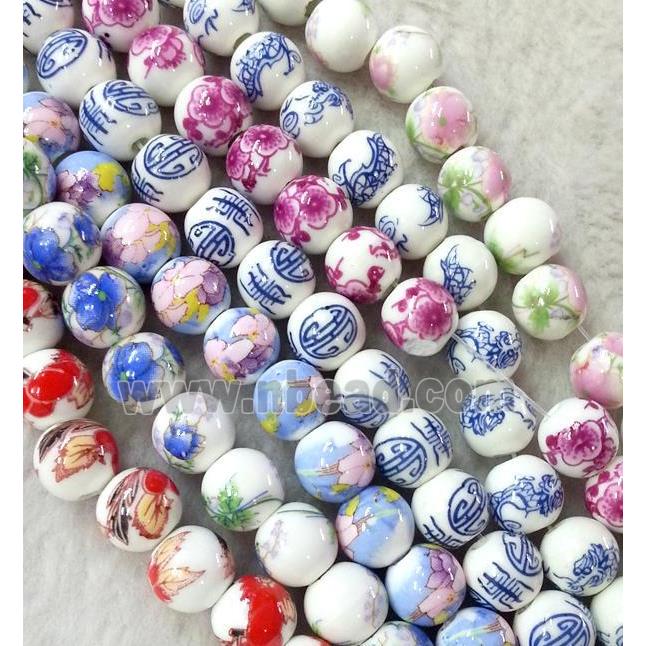 round Porcelain beads, mixed color